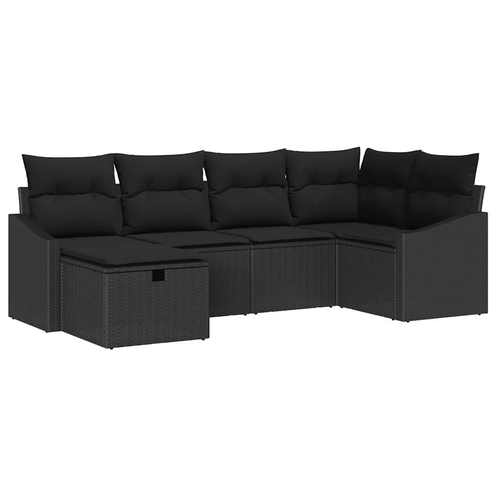 8721288394859_wbg-an-m_en_hd_5 vidaXL Garden Sofa Set 6 pcs Black Poly Rattan and Powder-Coated Steel - Image 2