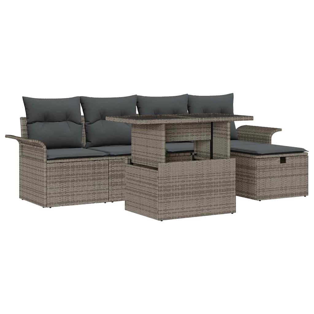 8721288398697_wbg-an-m_en_hd_5 vidaXL Garden Sofa Set with Cushion 6 pcs Grey Poly rattan - Image 2