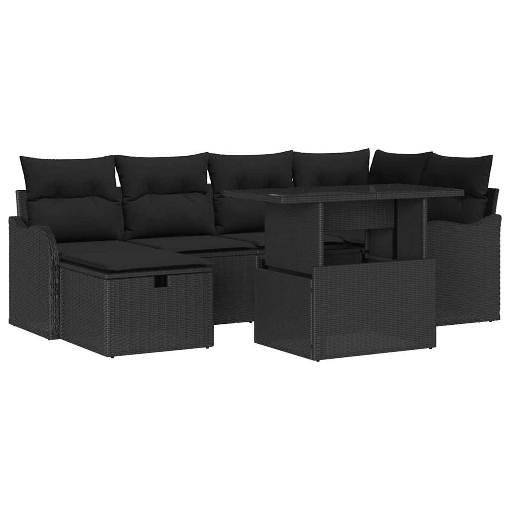 8721288399236_wbg-an-m_en_hd_6 vidaXL Garden Sofa Set with Cushion 7 pcs Black Poly rattan - Image 2
