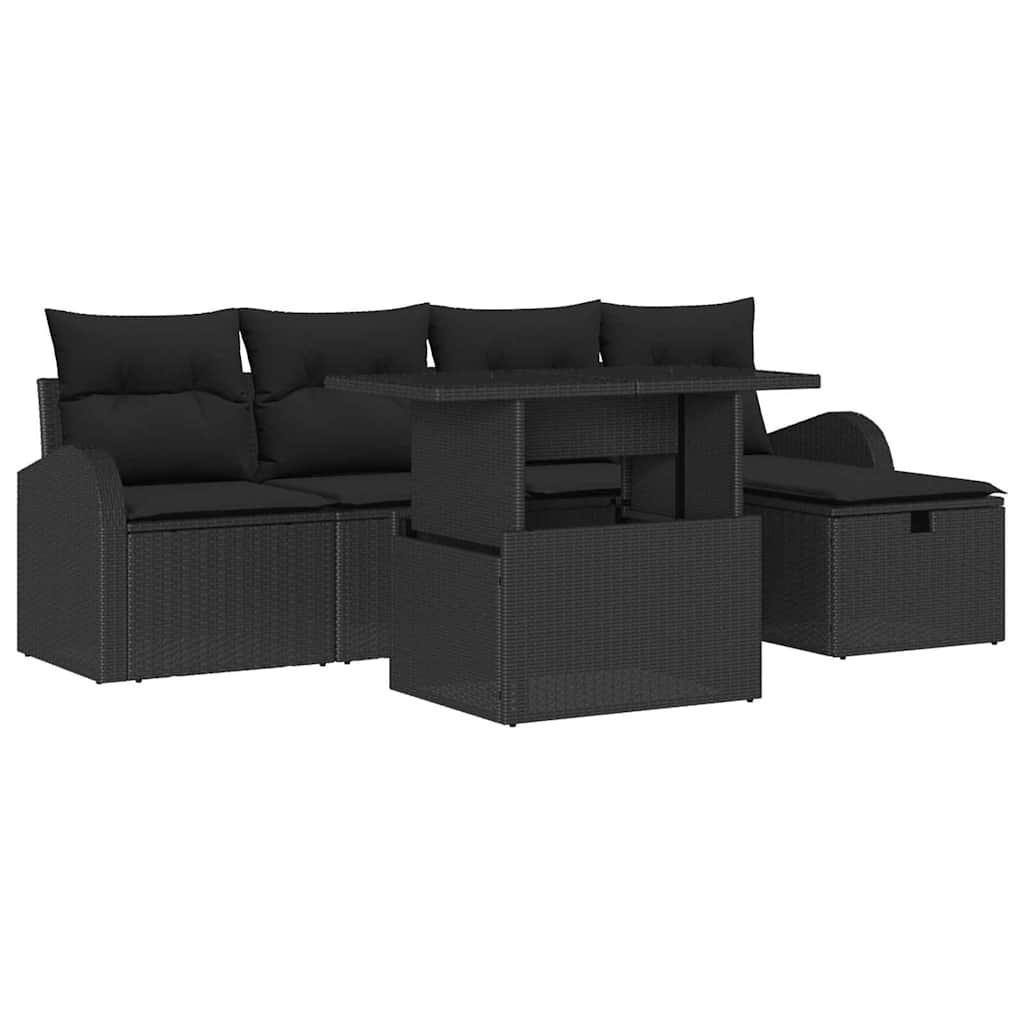 8721288399533_wbg-an-m_en_hd_5 vidaXL Garden Sofa Set with Cushion 6 pcs Black Poly rattan - Image 2