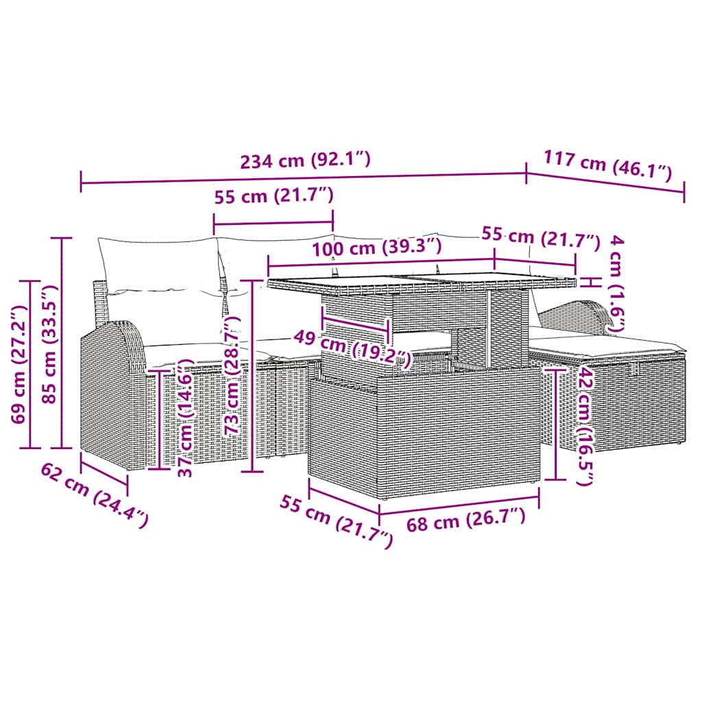 8721288399533_wbg-siz_en_hd_1 vidaXL Garden Sofa Set with Cushion 6 pcs Black Poly rattan - Image 12