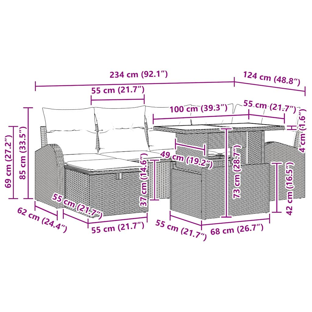 8721288399632_wbg-siz_en_hd_1 vidaXL Garden Sofa Set with Cushion 7 pcs Black Poly rattan - Image 13