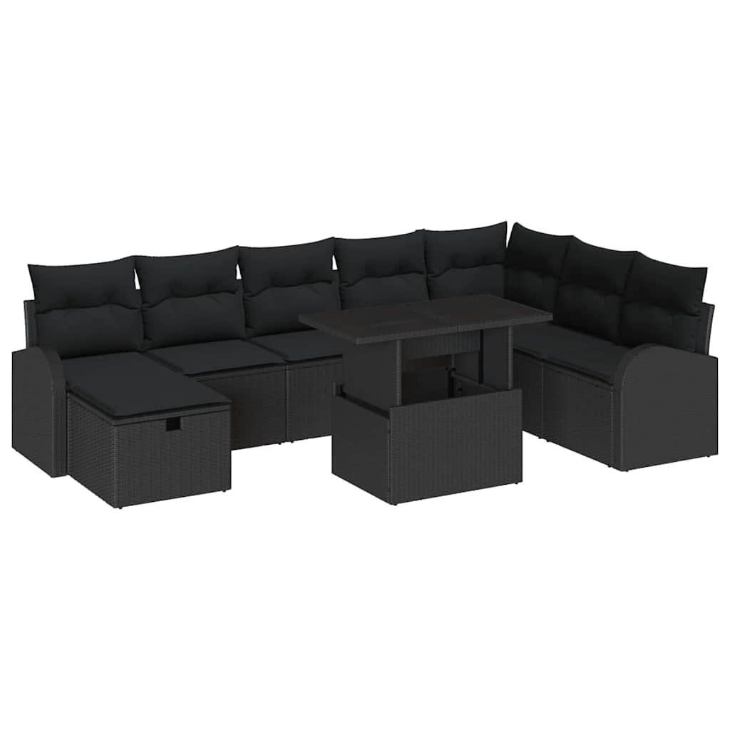 8721288399830_wbg-an-m_en_hd_5 vidaXL Garden Sofa Set with Cushion 9 pcs Black Poly rattan - Image 2