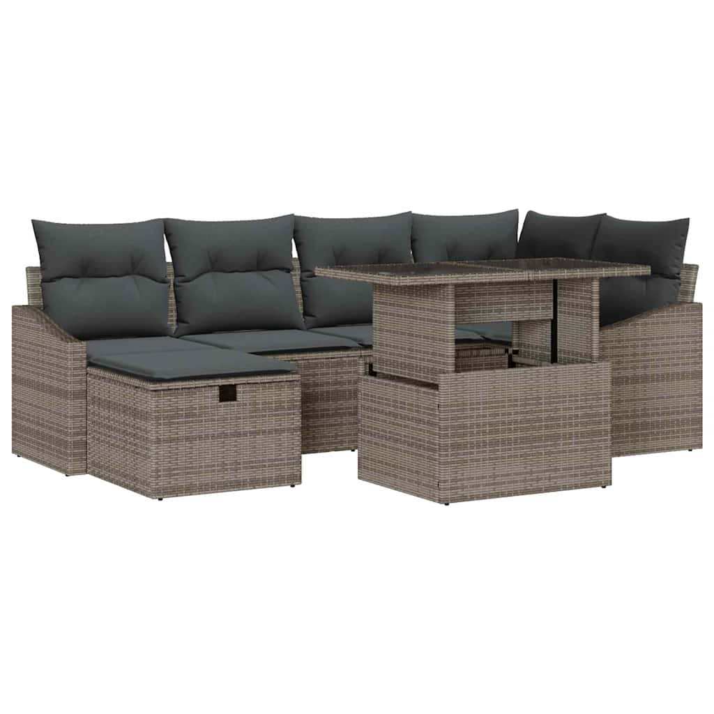 8721288400390_wbg-an-m_en_hd_6 vidaXL Garden Sofa Set with Cushion 7 pcs Grey Poly rattan - Image 2
