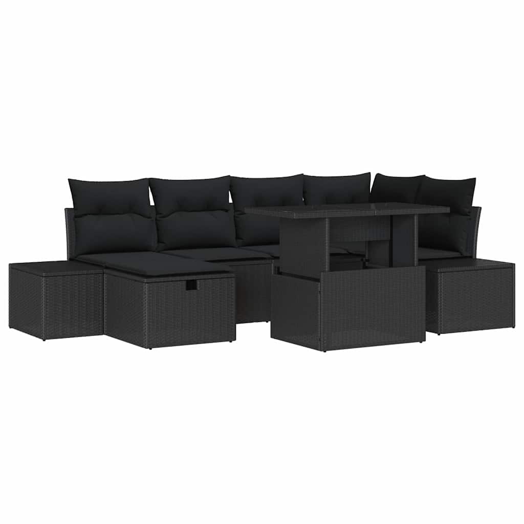 8721288400833_wbg-an-m_en_hd_6 vidaXL Garden Sofa Set with Cushion 7 pcs Black Poly rattan - Image 2