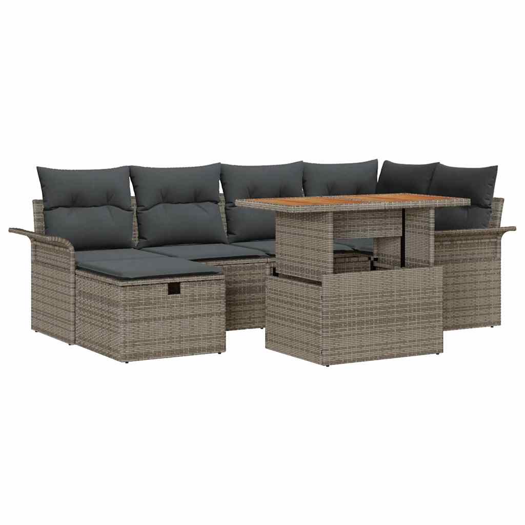 8721288401151_wbg-an-m_en_hd_6 vidaXL Garden Sofa Set with Cushion 7 pcs Grey Poly rattan - Image 2