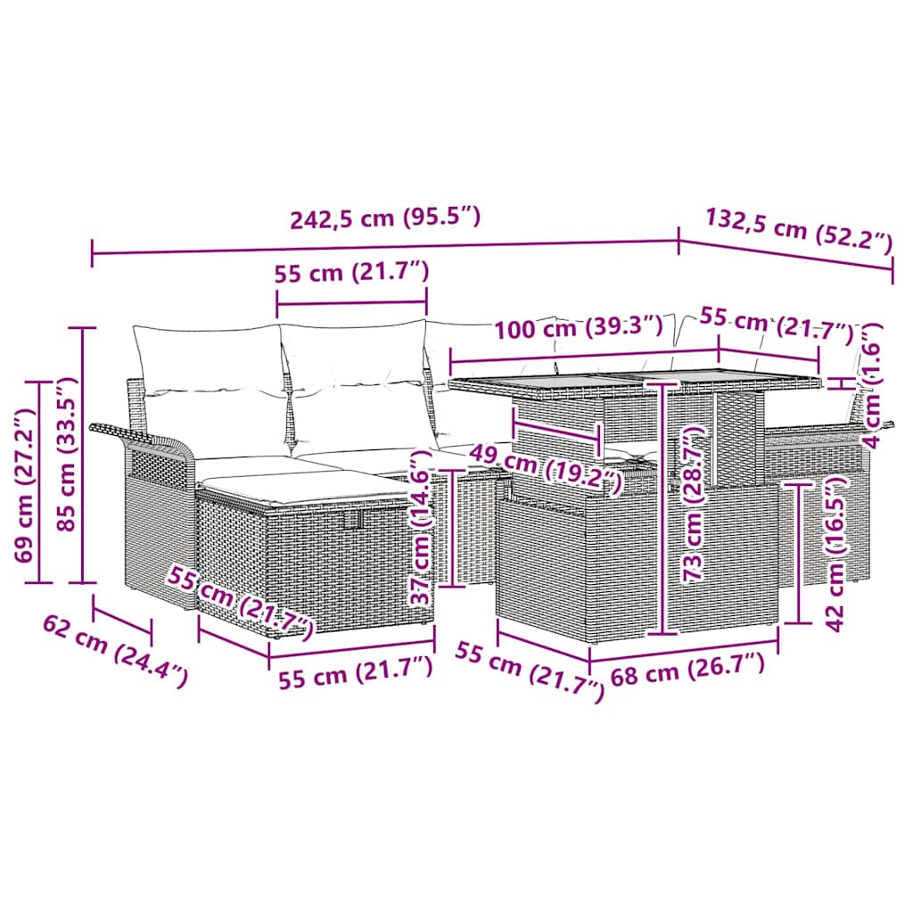 8721288401182_wbg-siz_en_hd_1 vidaXL Garden Sofa Set with Cushion 7 pcs Black Poly rattan - Image 13