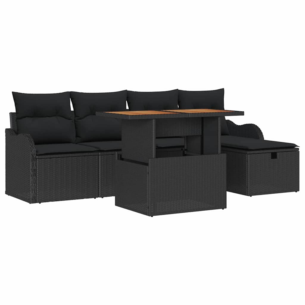 8721288401397_wbg-an-m_en_hd_5 vidaXL Garden Sofa Set with Cushion 6 pcs Black Poly rattan - Image 2