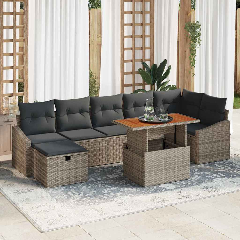 8721288402349_mo-im_en_hd_1 vidaXL Garden Sofa Set with Cushion 8 pcs Grey Poly rattan - Image 1