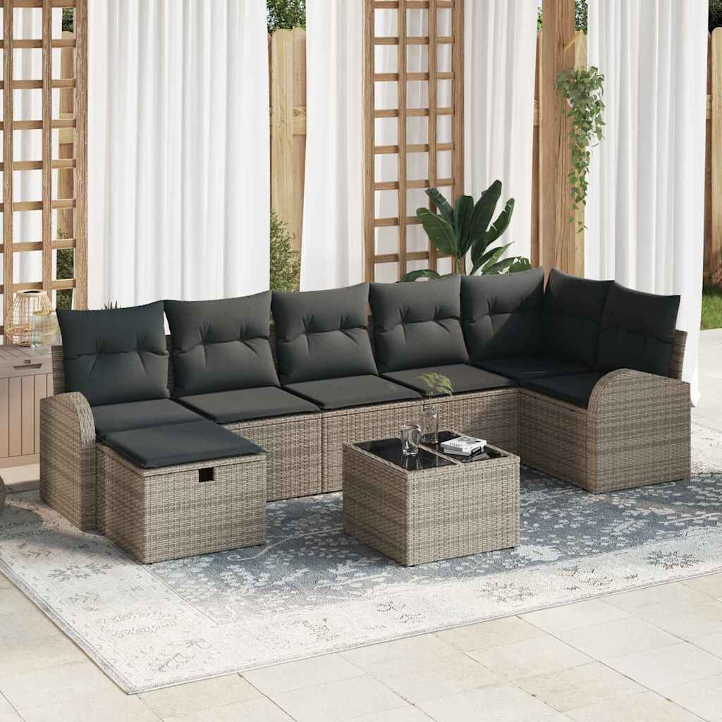8721288405593_mo-im_en_hd_1 vidaXL Garden Sofa Set with Cushion 8 pcs Grey Poly rattan - Image 1