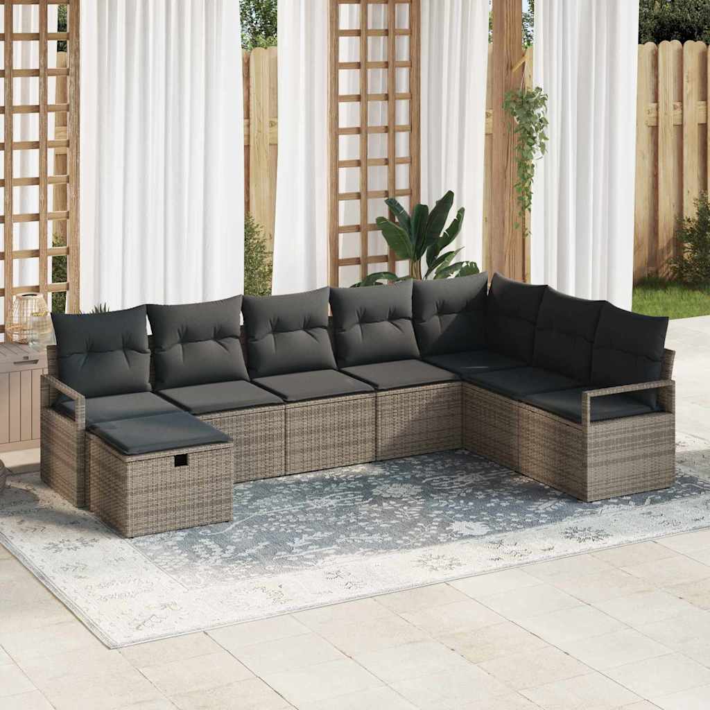 8721288406798_mo-im_en_hd_1 vidaXL Garden Sofa Set 8 pcs Grey Poly rattan - Image 1
