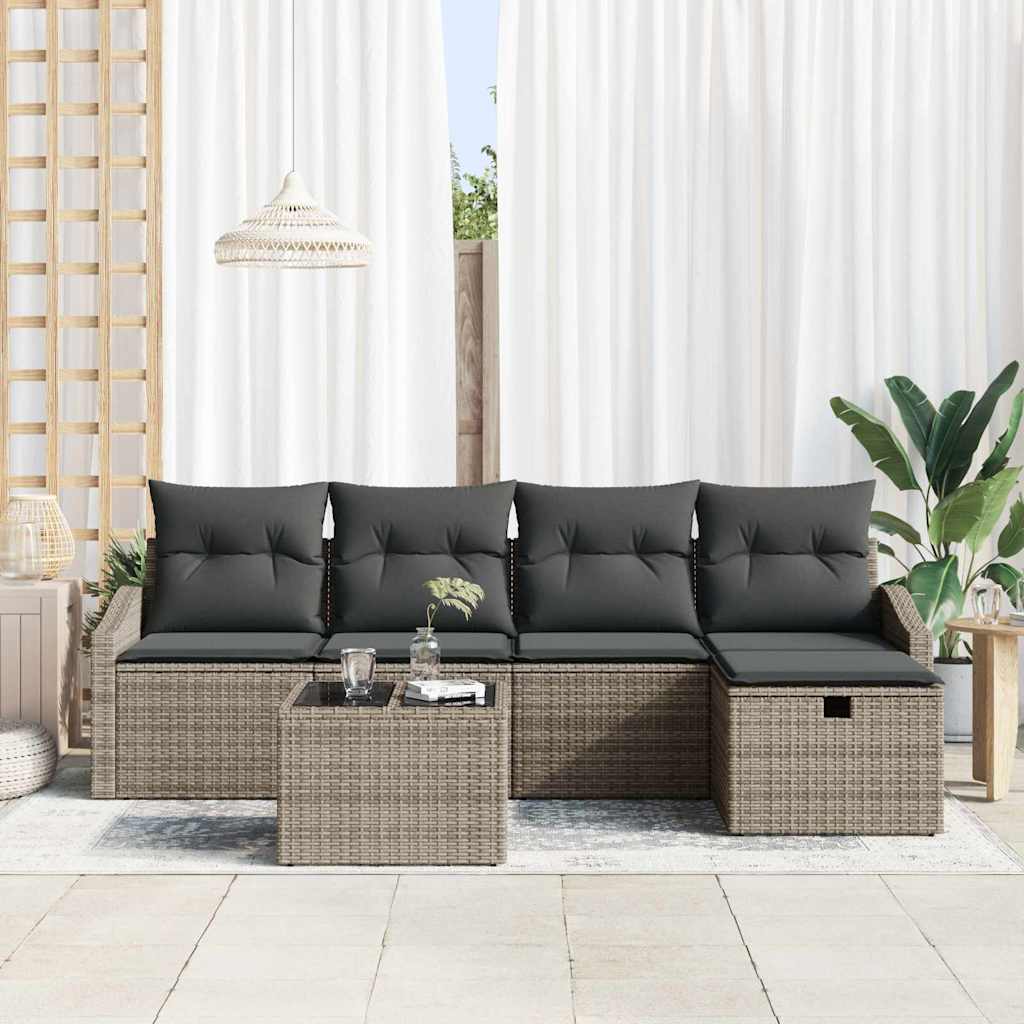 8721288407191_mo-im_en_hd_2 vidaXL Garden Sofa Set Manual 6 pcs Grey 55 x 55 x 37 cm Poly rattan - Image 3