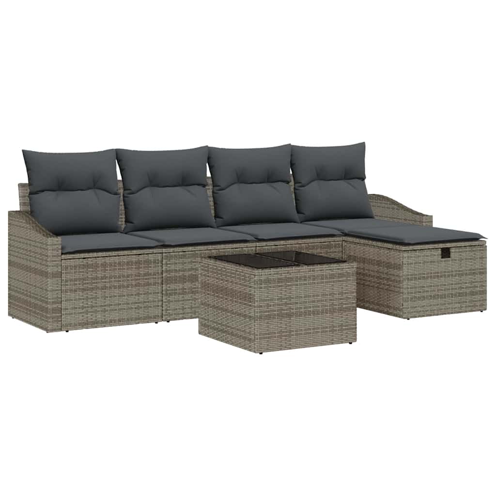8721288407191_wbg-an-m_en_hd_5 vidaXL Garden Sofa Set Manual 6 pcs Grey 55 x 55 x 37 cm Poly rattan - Image 2