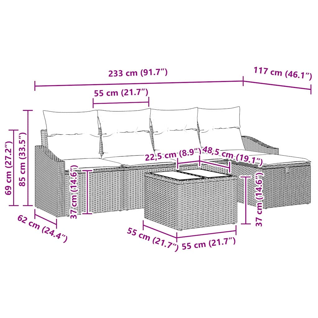 8721288407191_wbg-siz_en_hd_1 vidaXL Garden Sofa Set Manual 6 pcs Grey 55 x 55 x 37 cm Poly rattan - Image 13