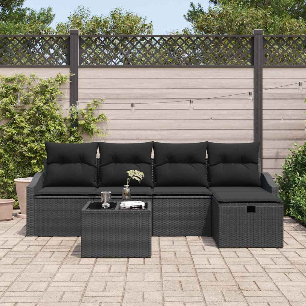 8721288407238_mo-im_en_hd_2 vidaXL Garden Sofa Set Manual 6 pcs Black 55 x 55 x 37 cm Poly rattan - Image 3