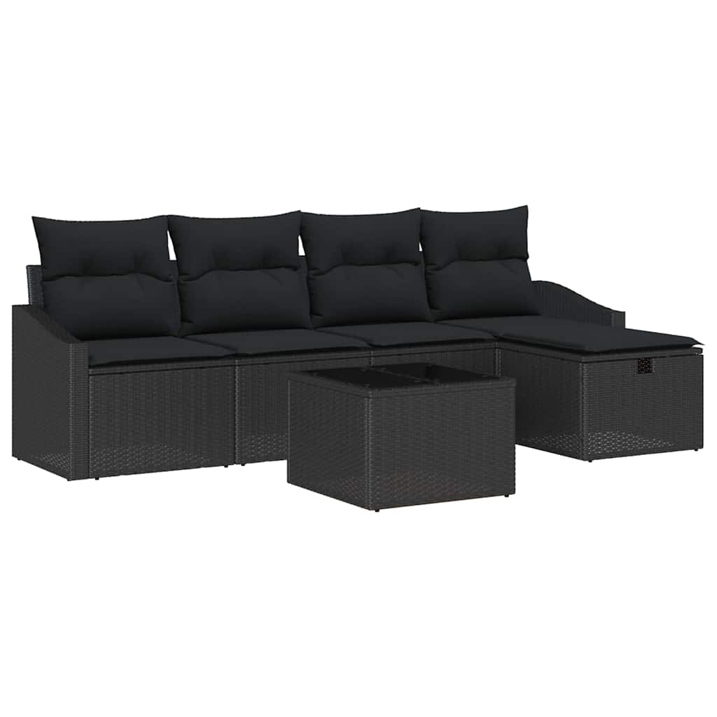 8721288407238_wbg-an-m_en_hd_5 vidaXL Garden Sofa Set Manual 6 pcs Black 55 x 55 x 37 cm Poly rattan - Image 2