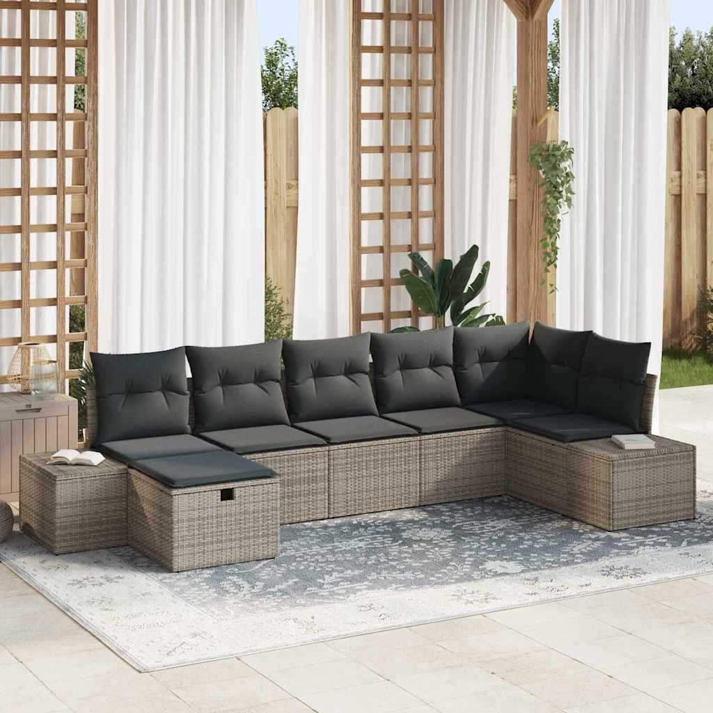vidaXL Garden Sofa Set 7 pcs Grey 55 x 62 x 69 cm Poly rattan
