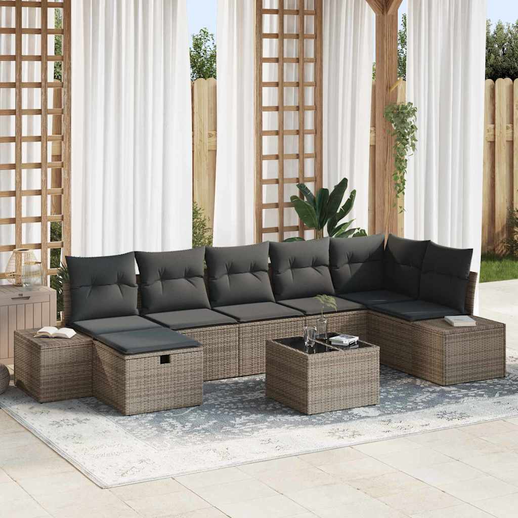 vidaXL Garden Sofa Set 8 pcs Grey 55 x 62 x 69 cm Poly rattan