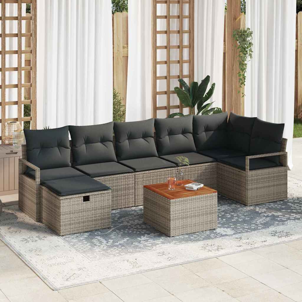 8721288409966_mo-im_en_hd_1 vidaXL Garden Sofa Set with Cushion 8 pcs Grey Poly rattan - Image 1