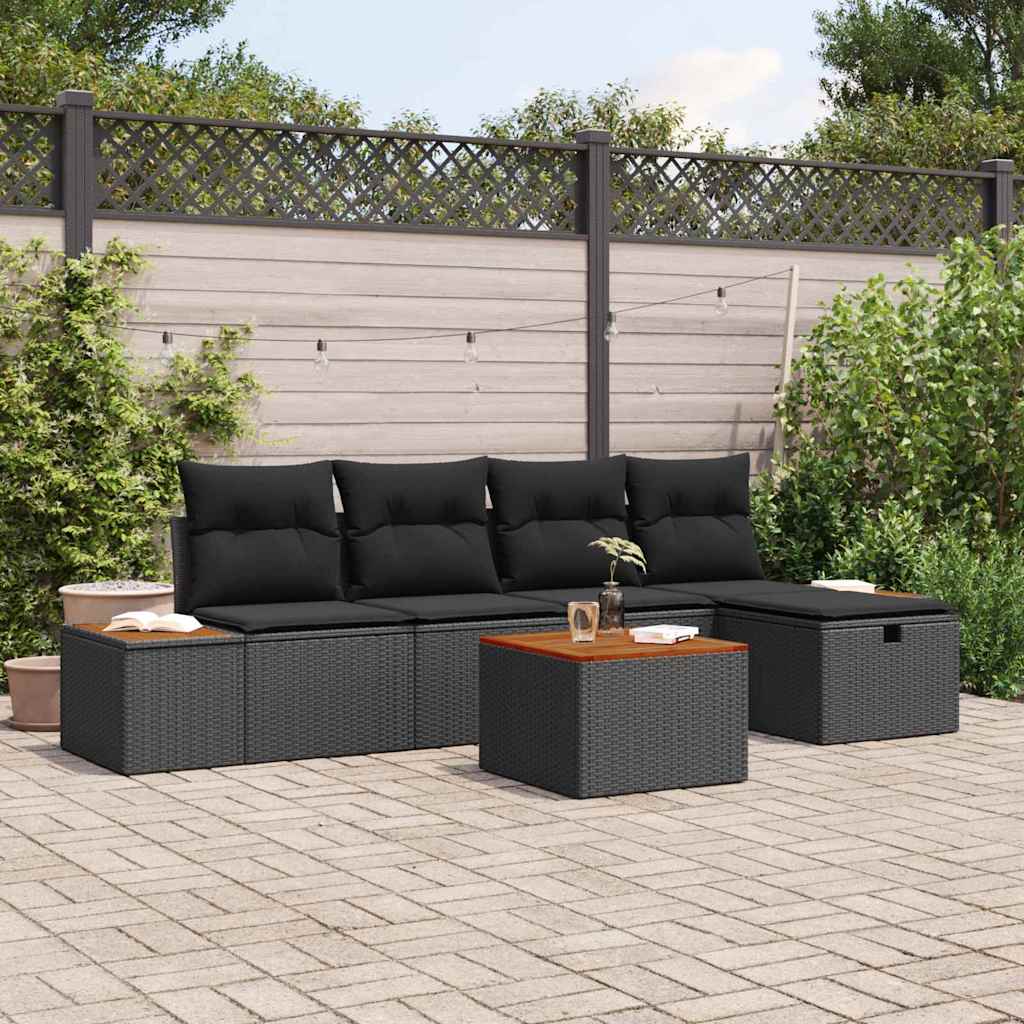 vidaXL Garden Sofa Set 6 pcs Black 55 x 62 x 69 cm Poly rattan