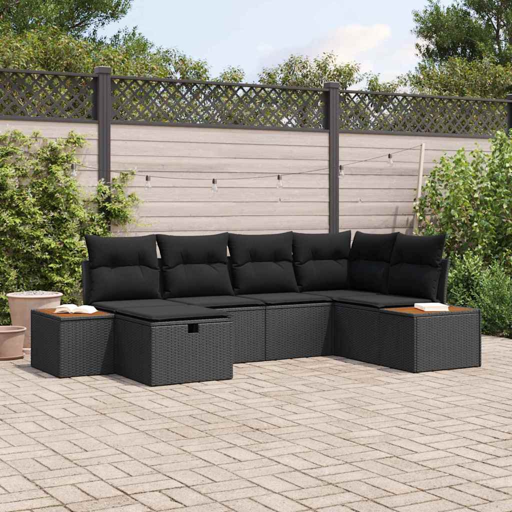vidaXL Garden Sofa Set 6 pcs Black 55 x 62 x 69 cm Poly rattan