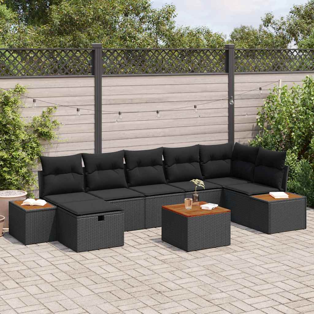 vidaXL Garden Sofa Set 8 pcs Black 55 x 62 x 69 cm Poly rattan
