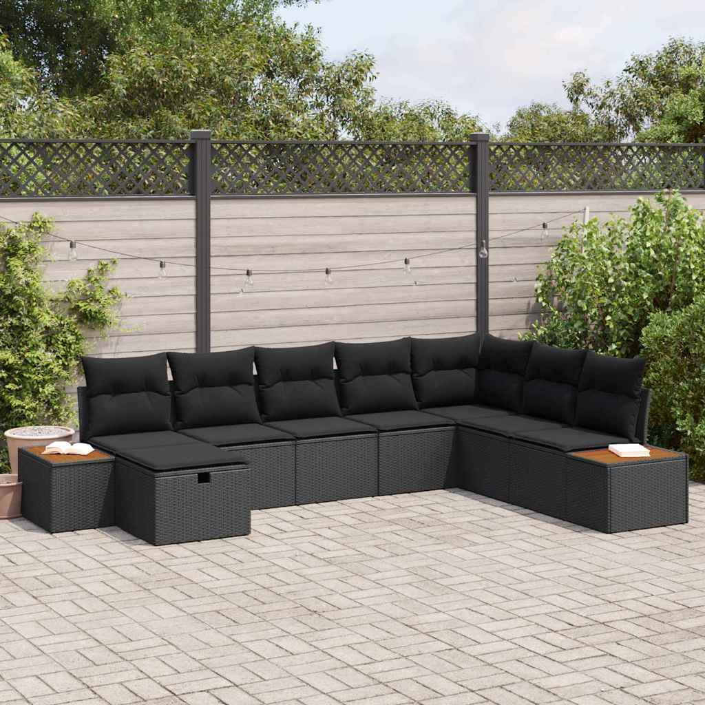 vidaXL Garden Sofa Set 8 pcs Black 55 x 62 x 69 cm Poly rattan