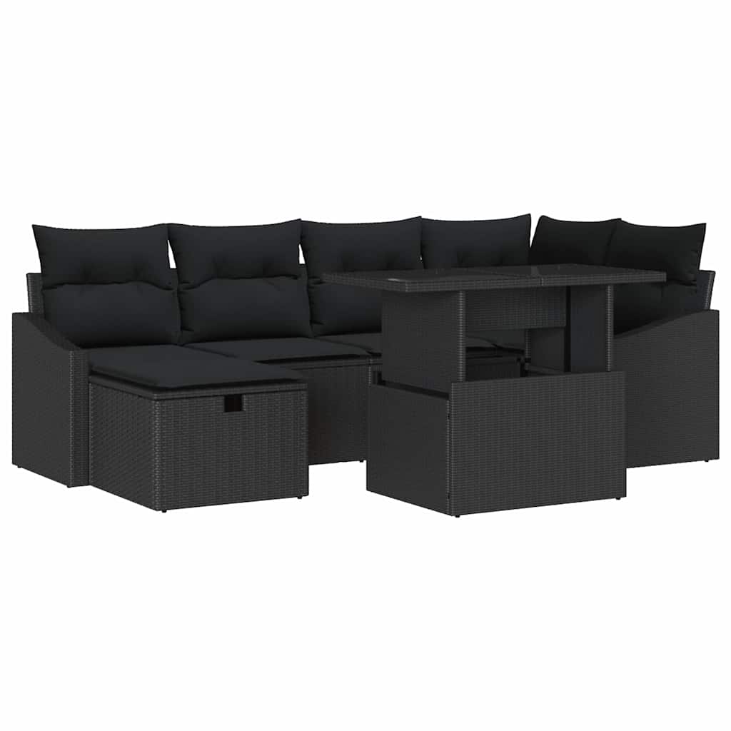 8721288412911_wbg-an-m_en_hd_6 vidaXL Garden Sofa Set Height-Adjustable 7 pcs Black Poly Rattan - Image 2