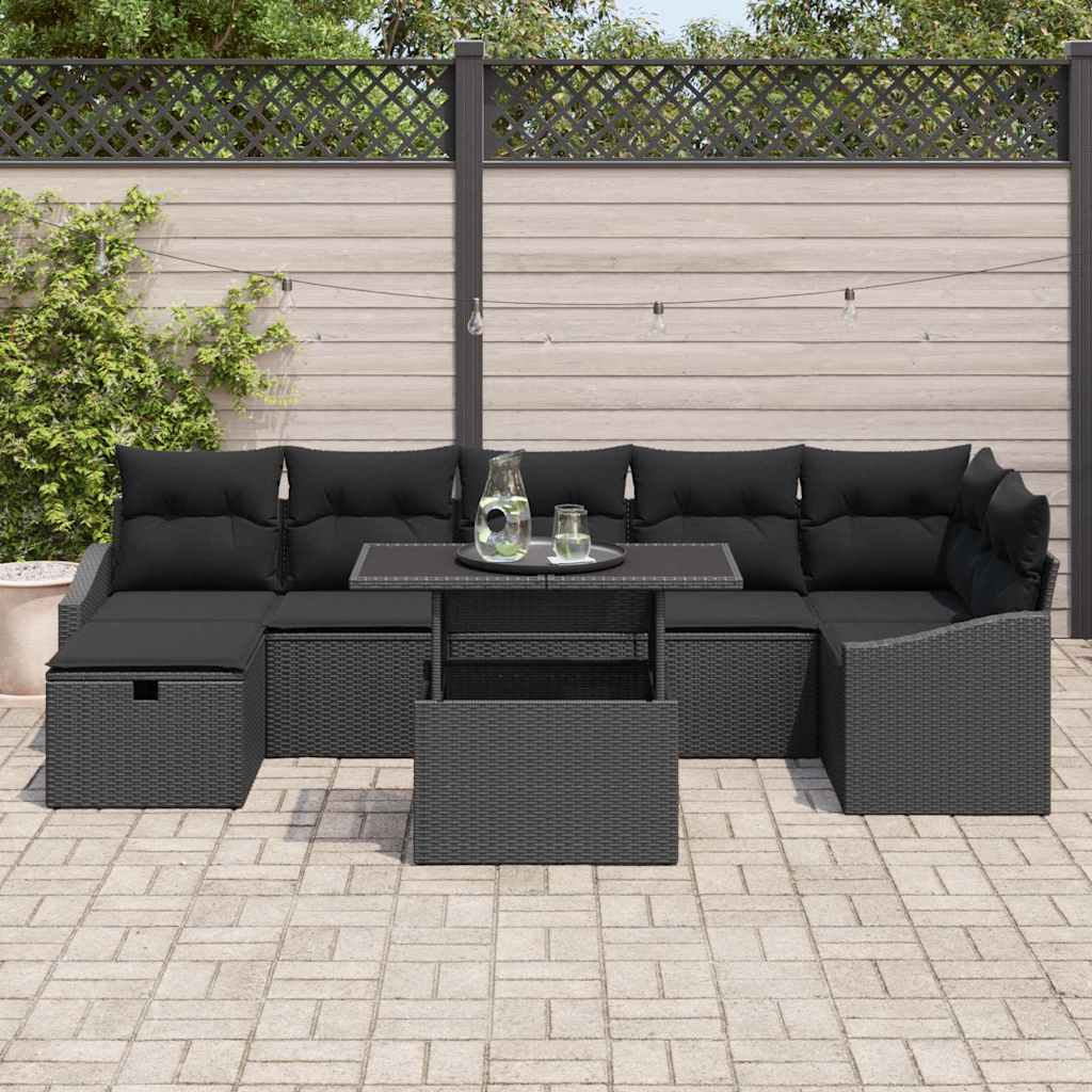 8721288413017_mo-im_en_hd_2 vidaXL Garden Sofa Set Height-Adjustable 8 pcs Black Poly Rattan - Image 3