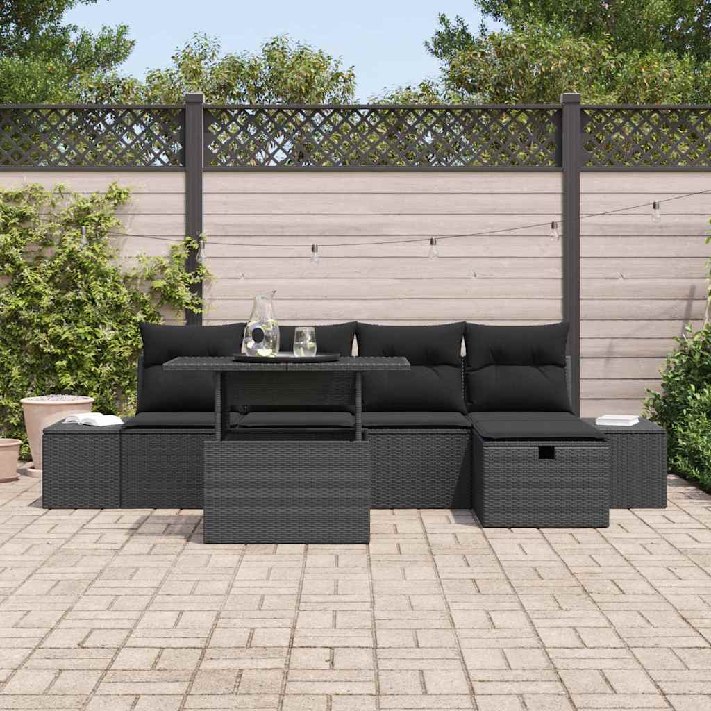 8721288413215_mo-im_en_hd_2 vidaXL Garden Sofa Set Height-Adjustable 6 pcs Black Poly Rattan - Image 3