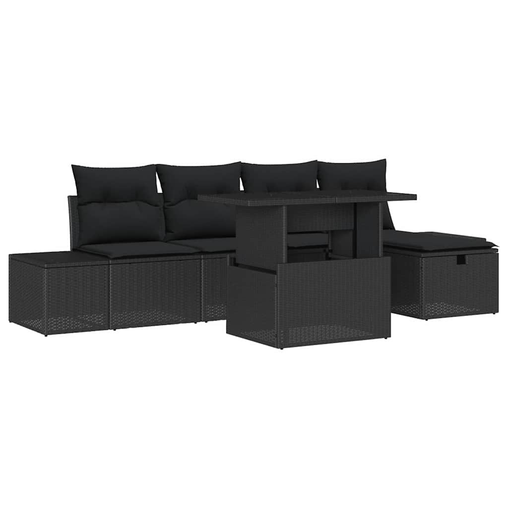 8721288413215_wbg-an-m_en_hd_5 vidaXL Garden Sofa Set Height-Adjustable 6 pcs Black Poly Rattan - Image 2