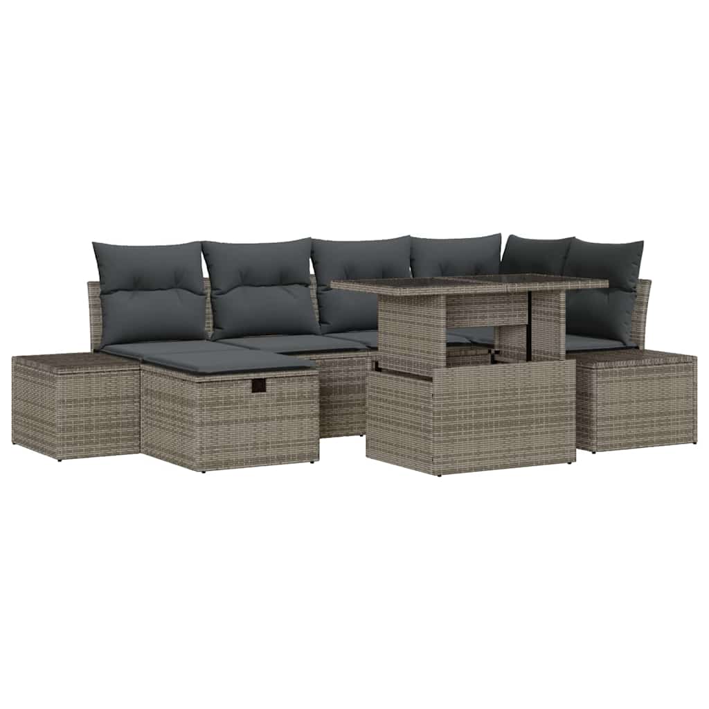 8721288413277_wbg-an-m_en_hd_6 vidaXL Garden Sofa Set Height-Adjustable 7 pcs Grey Poly Rattan - Image 2