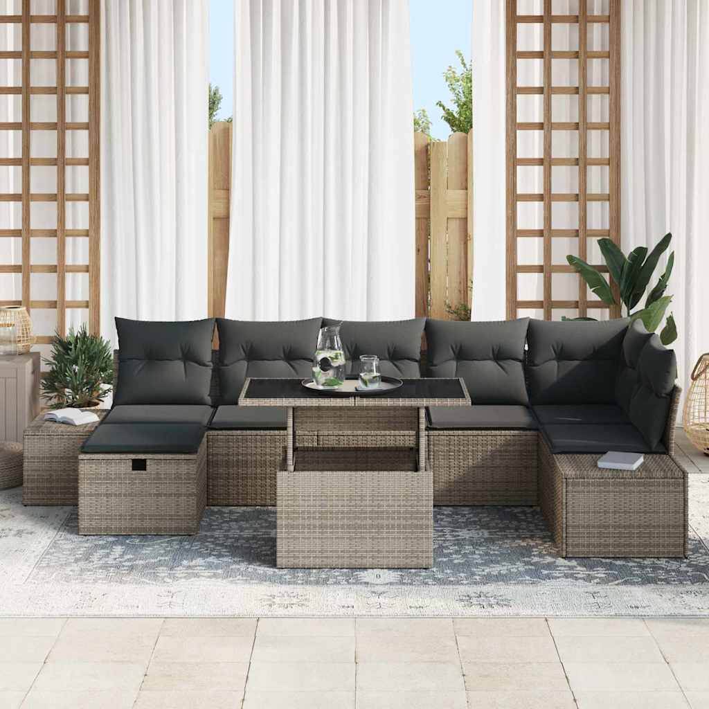 8721288413376_mo-im_en_hd_2 vidaXL Garden Sofa Set Height-Adjustable 8 pcs Grey Poly Rattan - Image 3