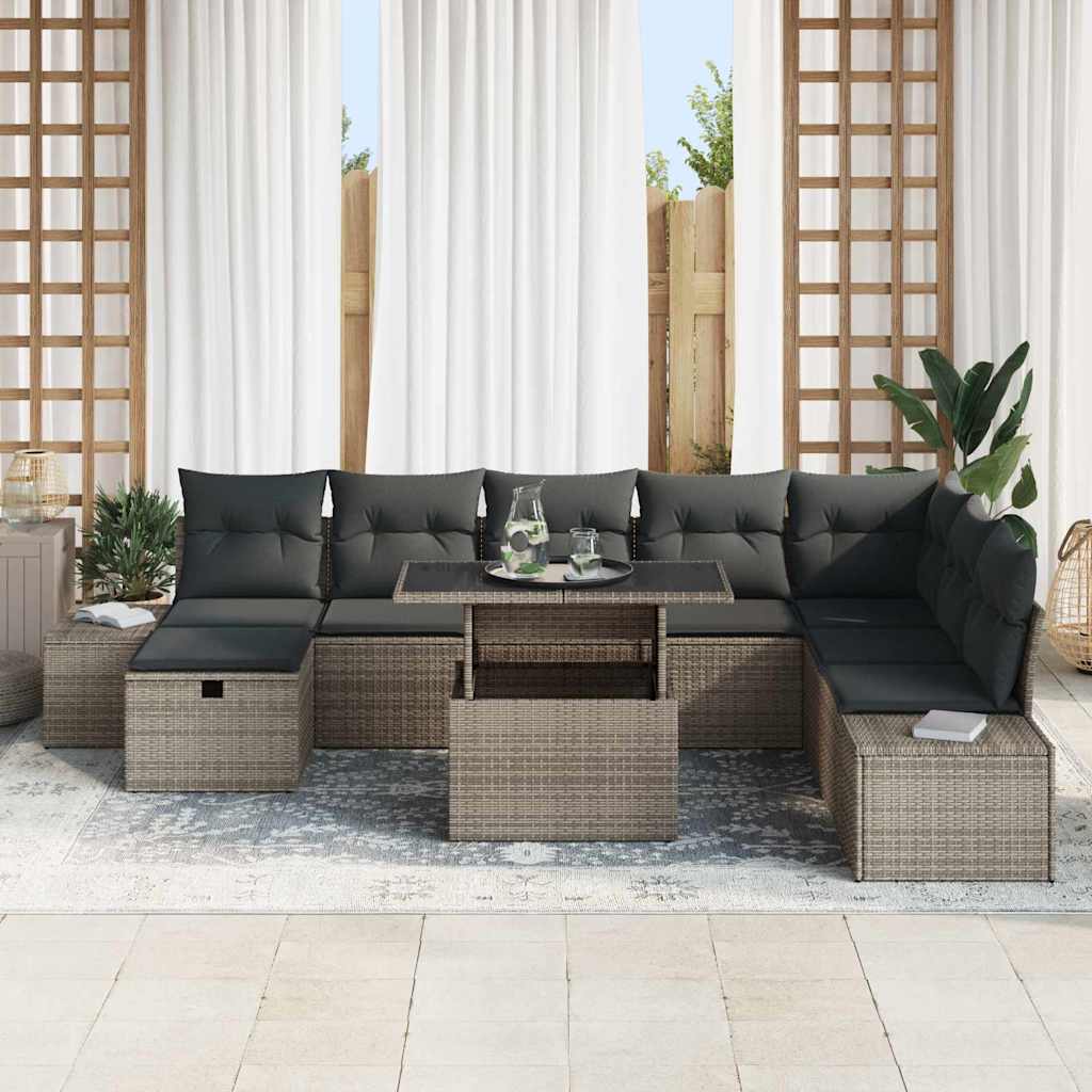 8721288413475_mo-im_en_hd_2 vidaXL Garden Sofa Set Height-Adjustable 9 pcs Grey Poly Rattan - Image 3