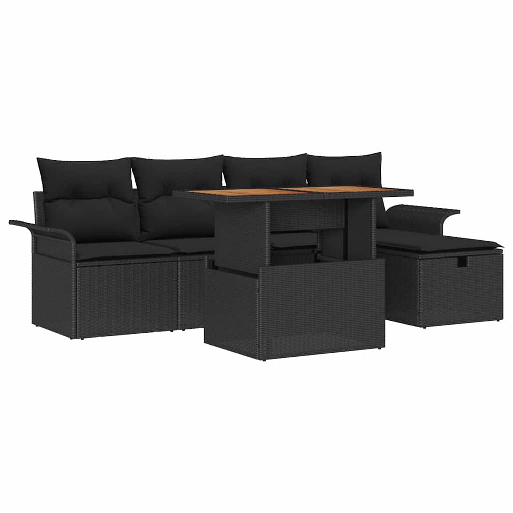 8721288413598_wbg-an-m_en_hd_5 vidaXL Garden Sofa Set Height-Adjustable 6 pcs Black Poly Rattan - Image 2