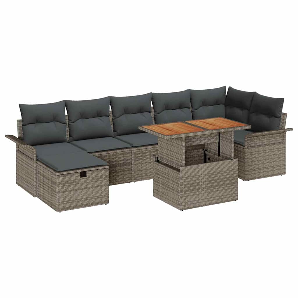 8721288413703_wbg-an-m_en_hd_6 vidaXL Garden Sofa Set Height-Adjustable 8 pcs Grey Poly Rattan - Image 2