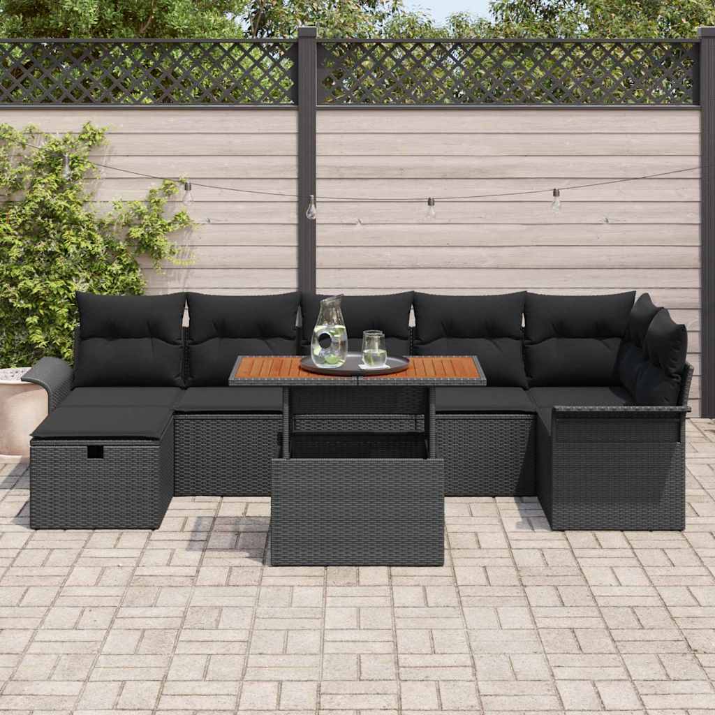 8721288413734_mo-im_en_hd_2 vidaXL Garden Sofa Set Height-Adjustable 8 pcs Black Poly Rattan - Image 3