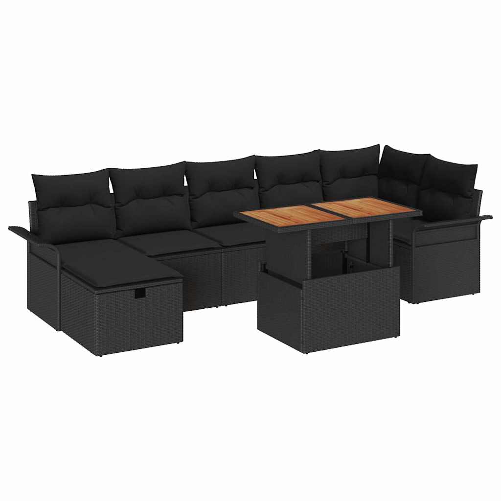 8721288413734_wbg-an-m_en_hd_6 vidaXL Garden Sofa Set Height-Adjustable 8 pcs Black Poly Rattan - Image 2