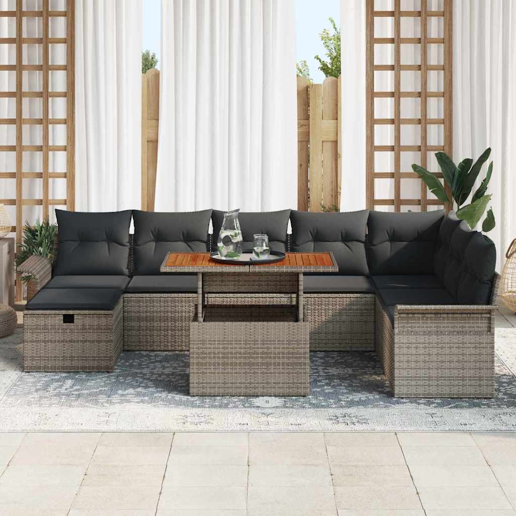 8721288413772_mo-im_en_hd_2 vidaXL Garden Sofa Set Height-Adjustable 9 pcs Grey Poly Rattan - Image 3