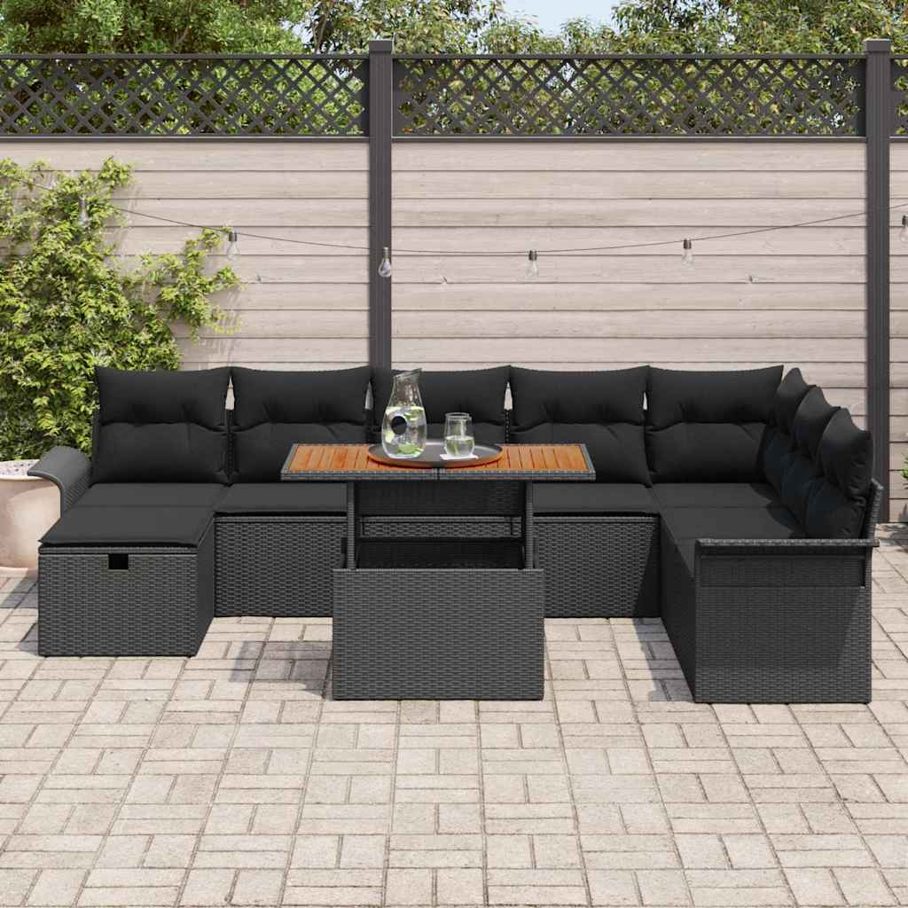 8721288413802_mo-im_en_hd_2 vidaXL Garden Sofa Set Height-Adjustable 9 pcs Black Poly Rattan - Image 3