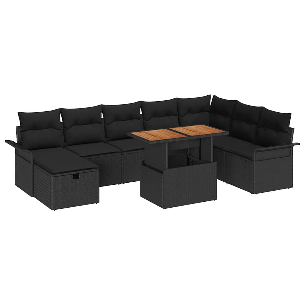 8721288413802_wbg-an-m_en_hd_6 vidaXL Garden Sofa Set Height-Adjustable 9 pcs Black Poly Rattan - Image 2