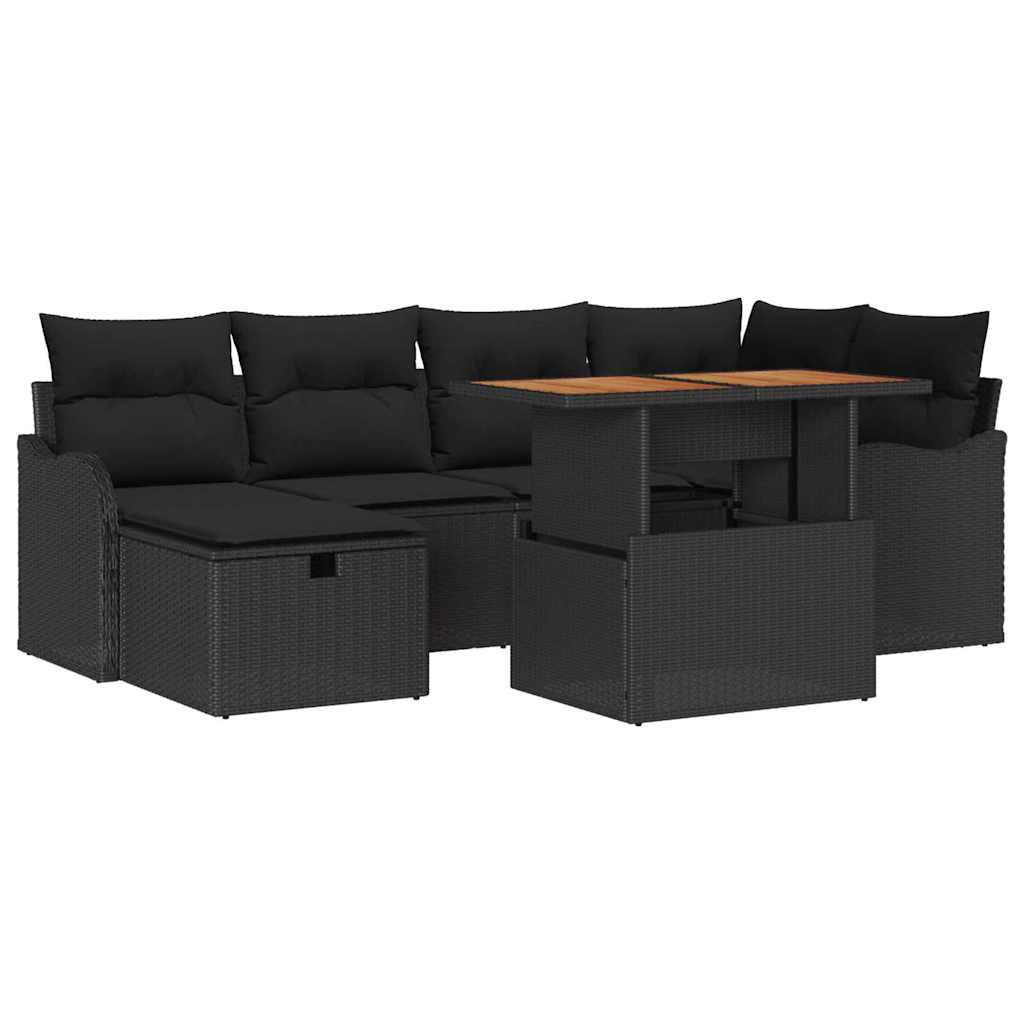 8721288413949_wbg-an-m_en_hd_6 vidaXL Garden Sofa Set Height-Adjustable 7 pcs Black Poly Rattan - Image 2