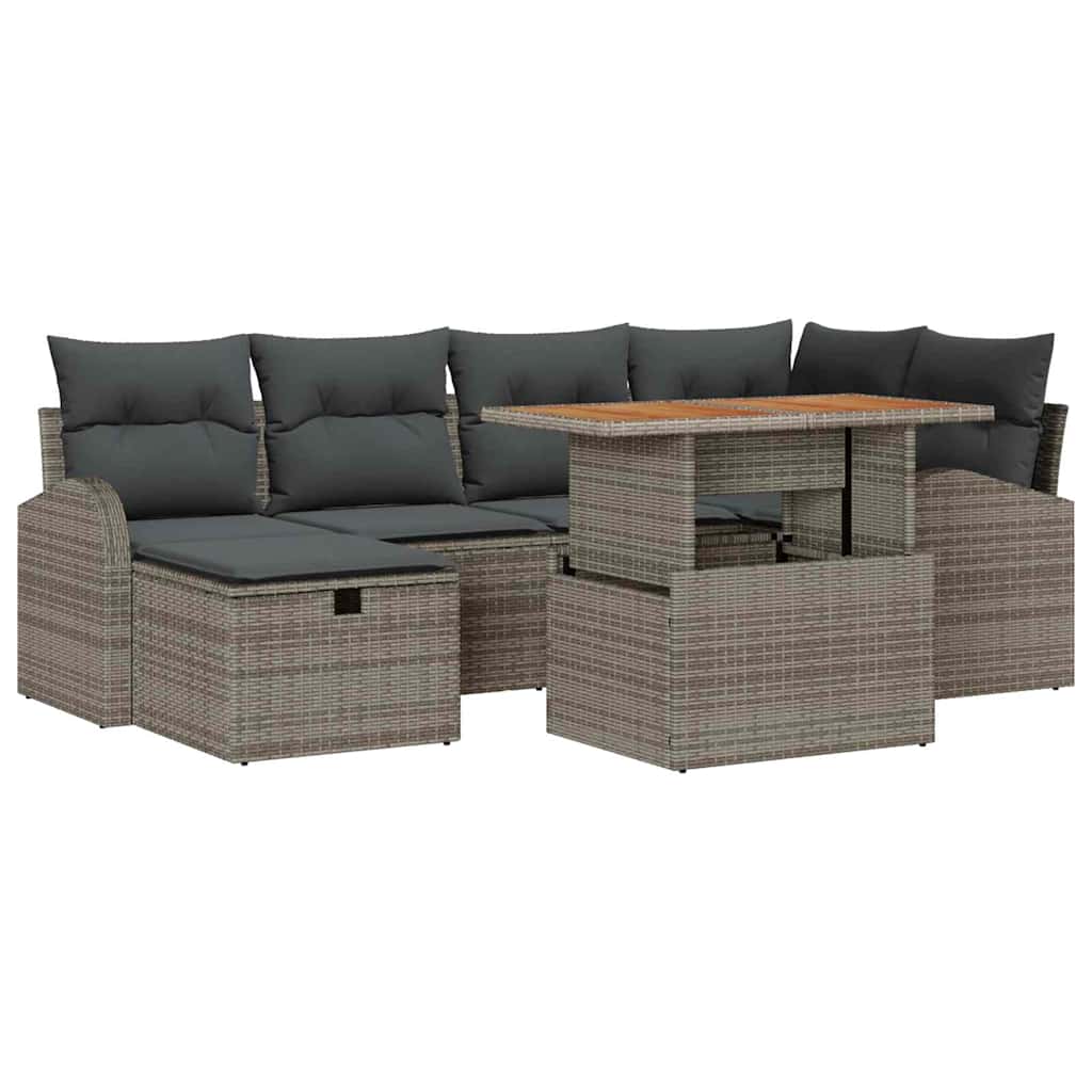 8721288414199_wbg-an-m_en_hd_6 vidaXL Garden Sofa Set Height-Adjustable 7 pcs Grey Poly Rattan - Image 2