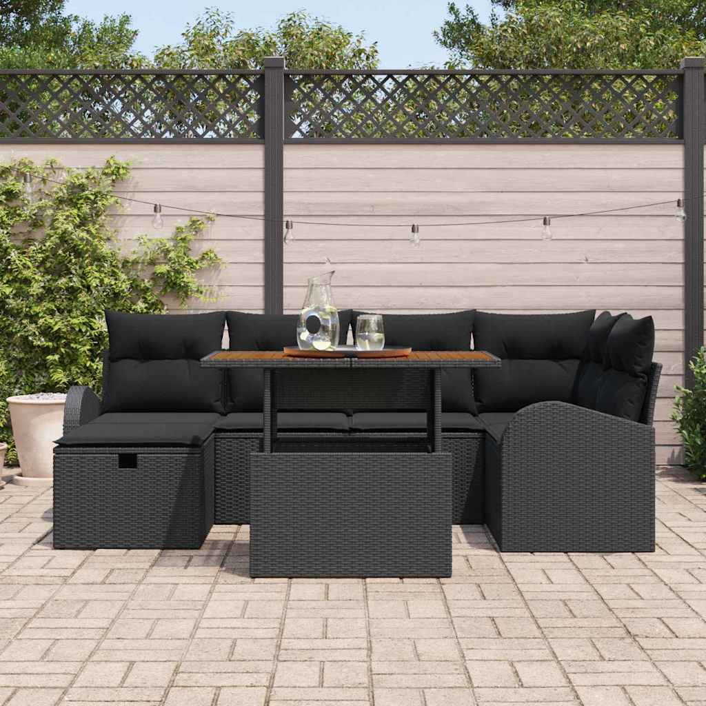 8721288414229_mo-im_en_hd_2 vidaXL Garden Sofa Set Height-Adjustable 7 pcs Black Poly Rattan - Image 3