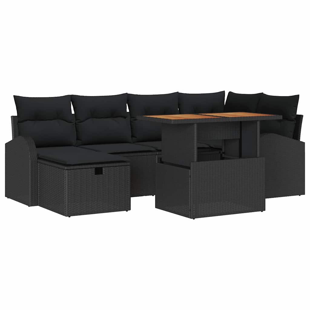 8721288414229_wbg-an-m_en_hd_6 vidaXL Garden Sofa Set Height-Adjustable 7 pcs Black Poly Rattan - Image 2