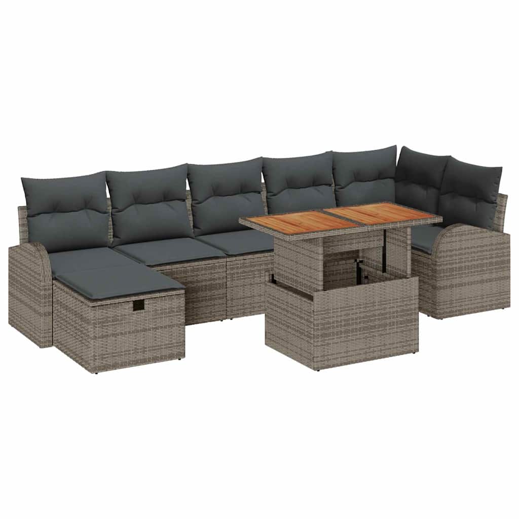 8721288414267_wbg-an-m_en_hd_6 vidaXL Garden Sofa Set Height-Adjustable 8 pcs Grey Poly Rattan - Image 2