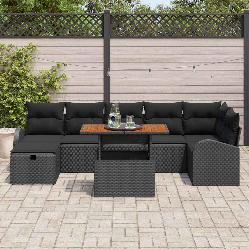 8721288414298_mo-im_en_hd_2 vidaXL Garden Sofa Set Height-Adjustable 8 pcs Black Poly Rattan - Image 3