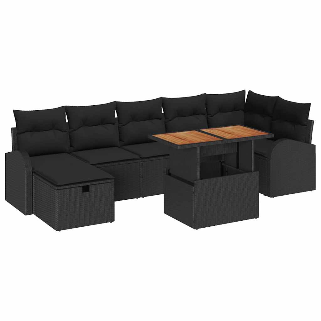 8721288414298_wbg-an-m_en_hd_6 vidaXL Garden Sofa Set Height-Adjustable 8 pcs Black Poly Rattan - Image 2