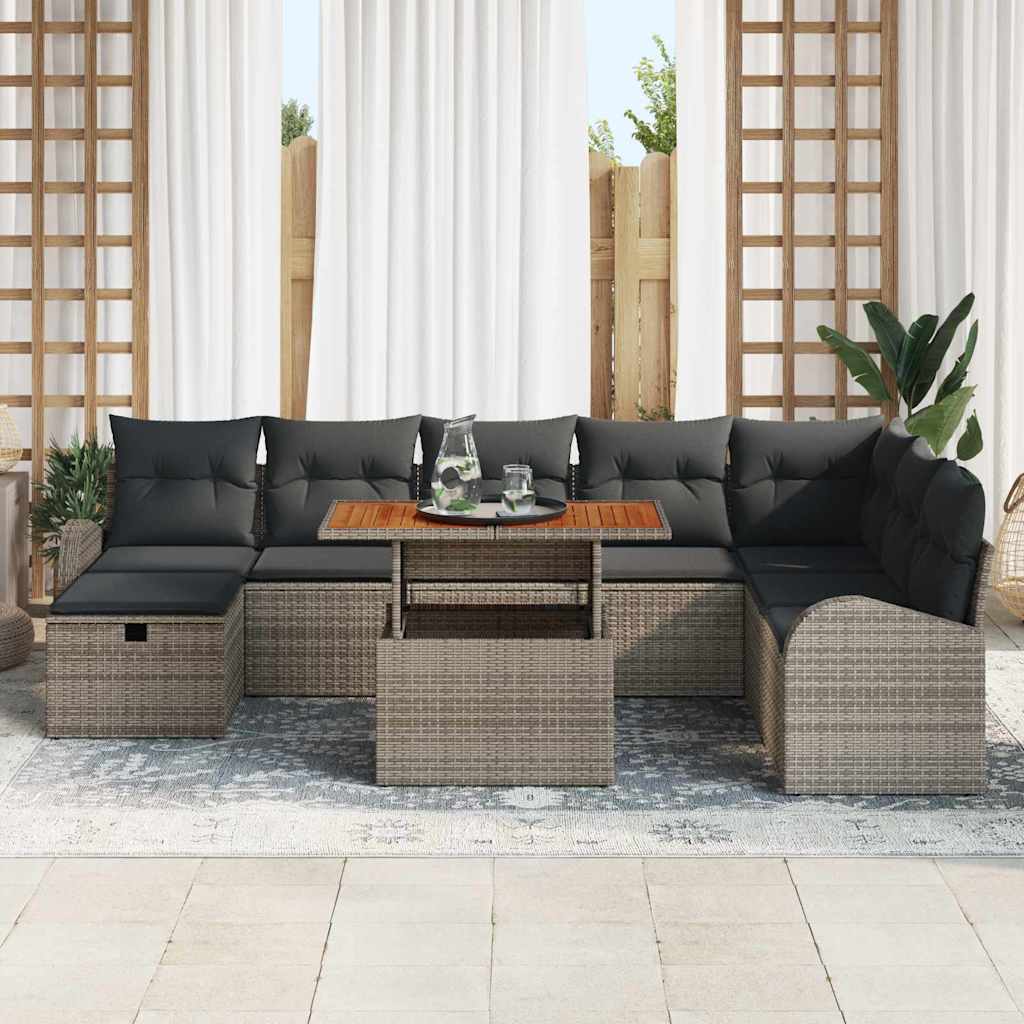 8721288414335_mo-im_en_hd_2 vidaXL Garden Sofa Set Height-Adjustable 9 pcs Grey Poly Rattan - Image 3