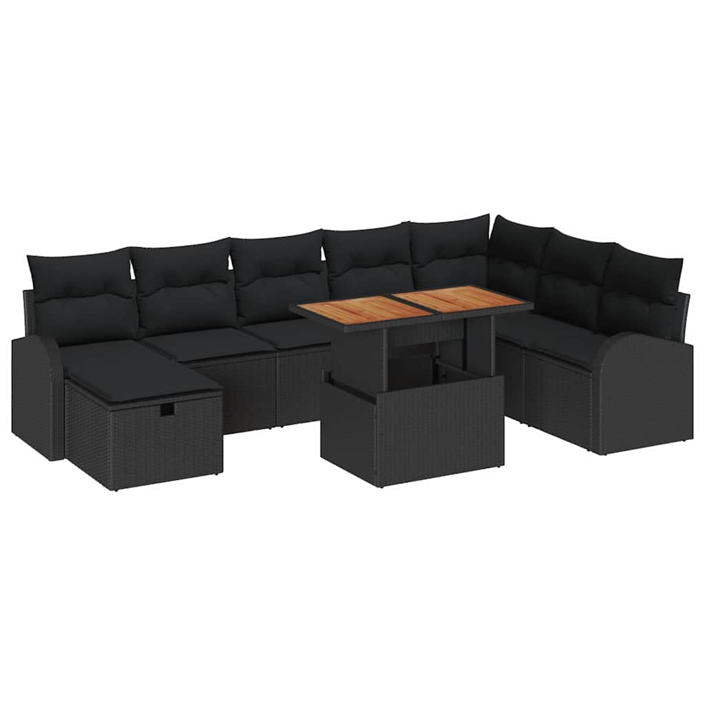 8721288414366_wbg-an-m_en_hd_6 vidaXL Garden Sofa Set Height-Adjustable 9 pcs Black Poly Rattan - Image 2